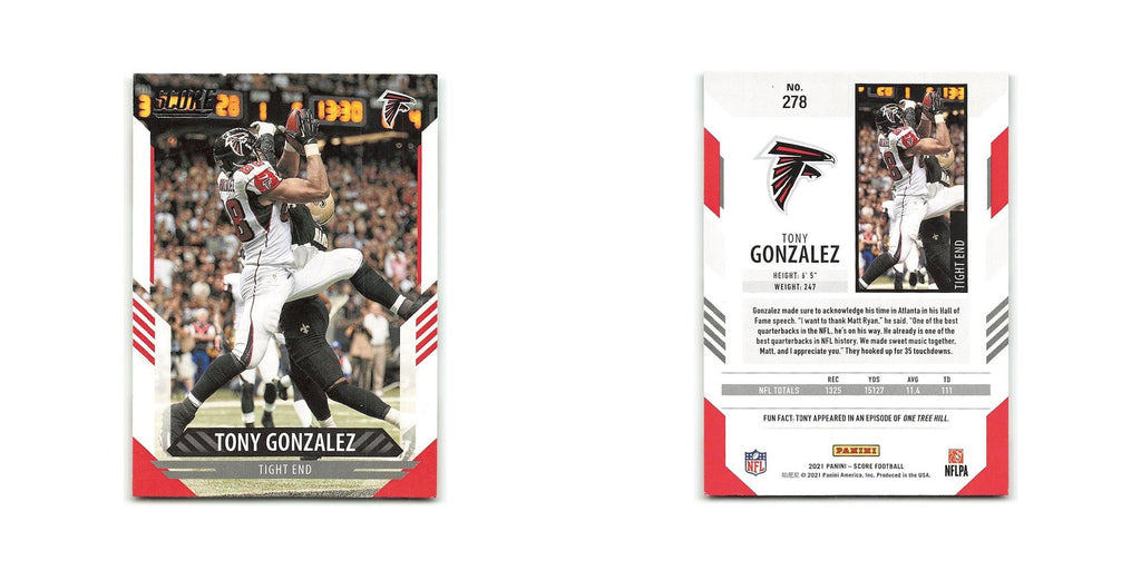 Tony Gonzalez 2021 Score #278 Atlanta Falcons Football Card NM