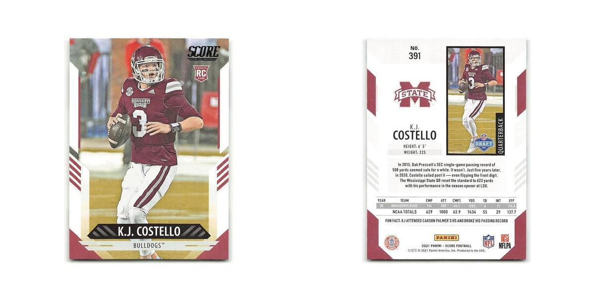 K.J. Costello Rookie 2021 Score #391 Mississippi State Bulldogs Football Card NM