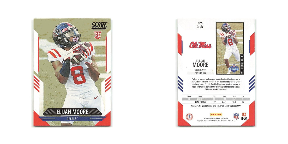 Elijah Moore Rookie 2021 Score #337 Ole Miss Rebels Football Card NM