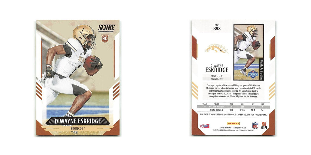D'Wayne Eskridge Rookie 2021 Score #393 Western Michigan Broncos NM