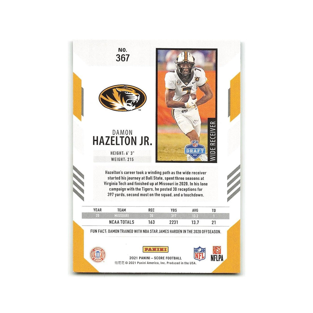 Damon Hazelton Jr. Rookie 2021 Score #367 Missouri Tigers Football Card NM