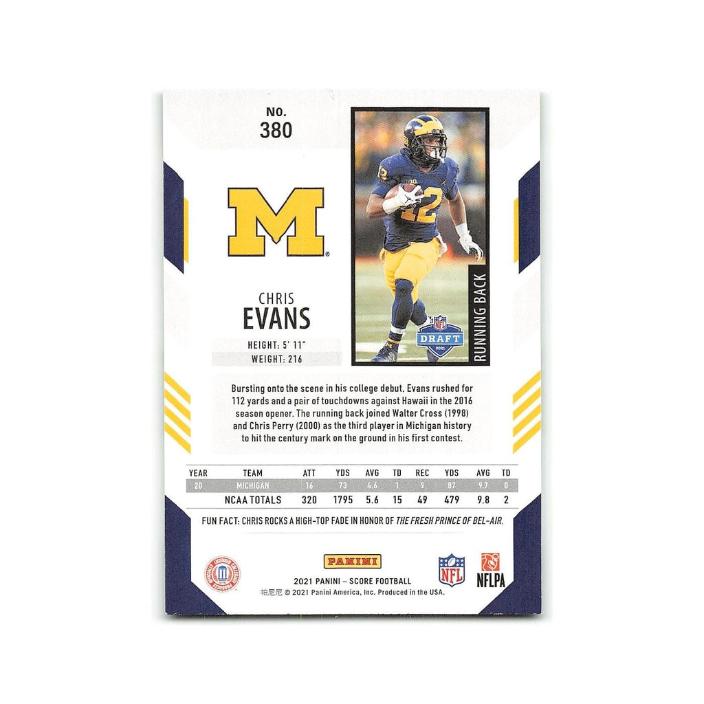 Chris Evans Rookie 2021 Score #380 Michigan Wolverines Football Card NM