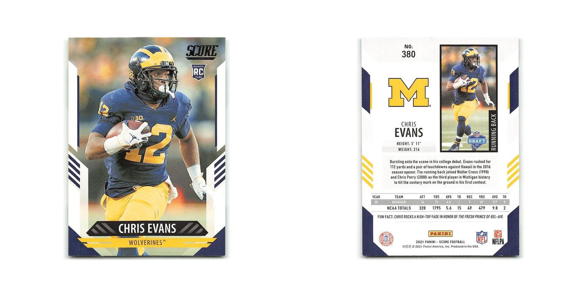 Chris Evans Rookie 2021 Score #380 Michigan Wolverines Football Card NM