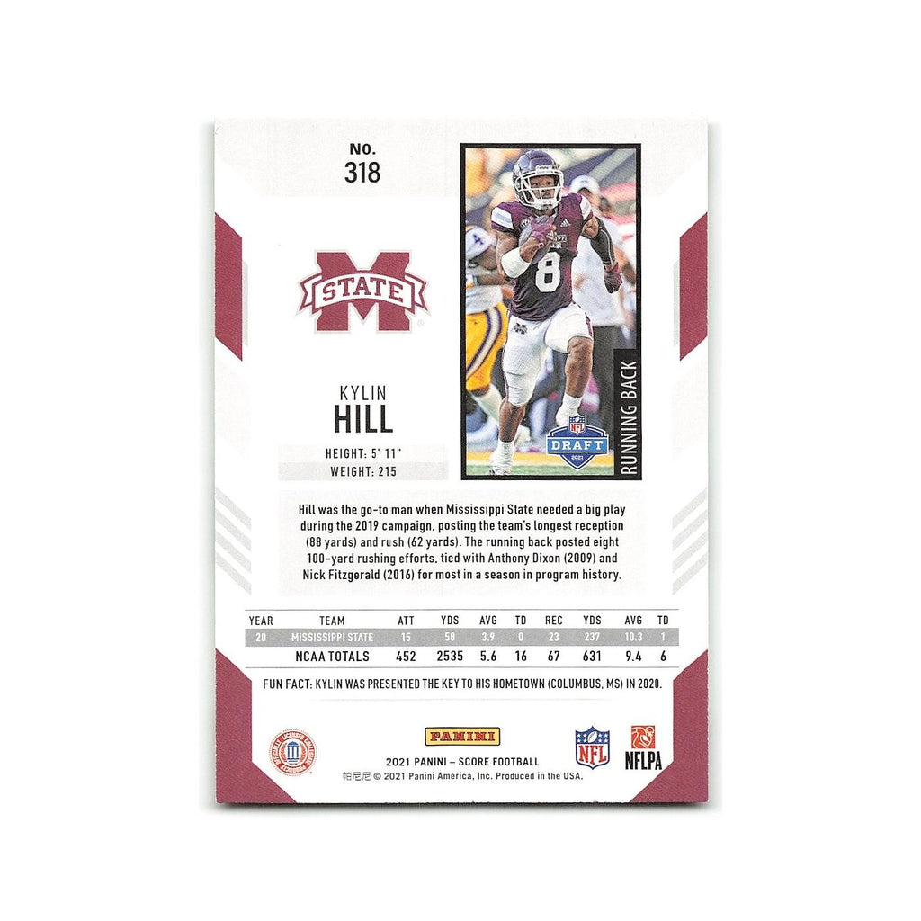 Kylin Hill Rookie 2021 Score #318 Mississippi State Bulldogs Football Card NM