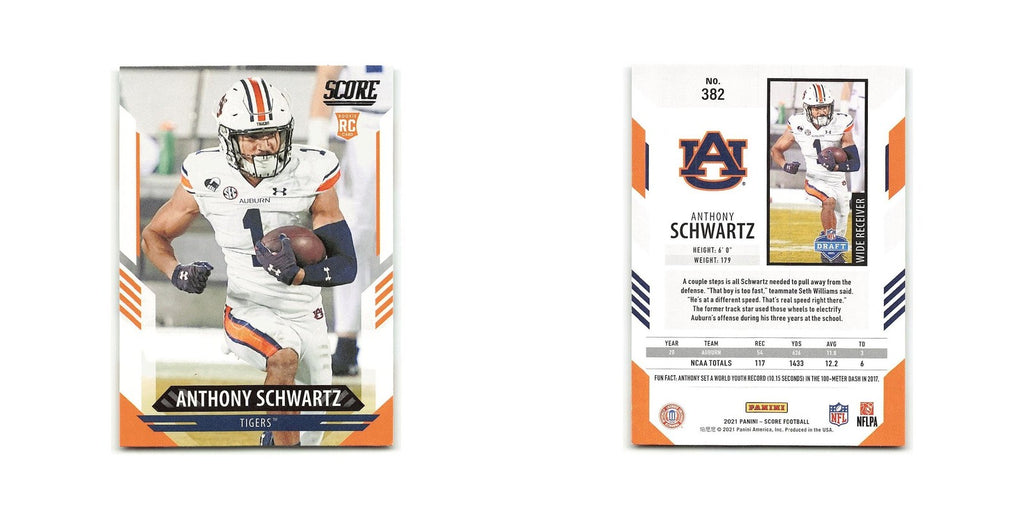 Anthony Schwartz Rookie 2021 Score #382 Auburn Tigers Football Card NM