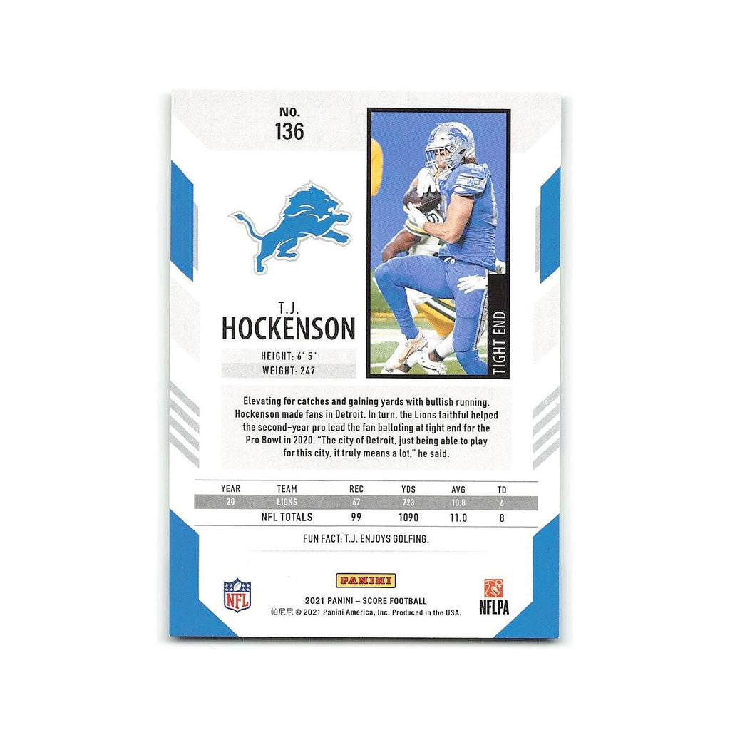 T.J. Hockenson 2021 Score #136 Detroit Lions Football Card NM