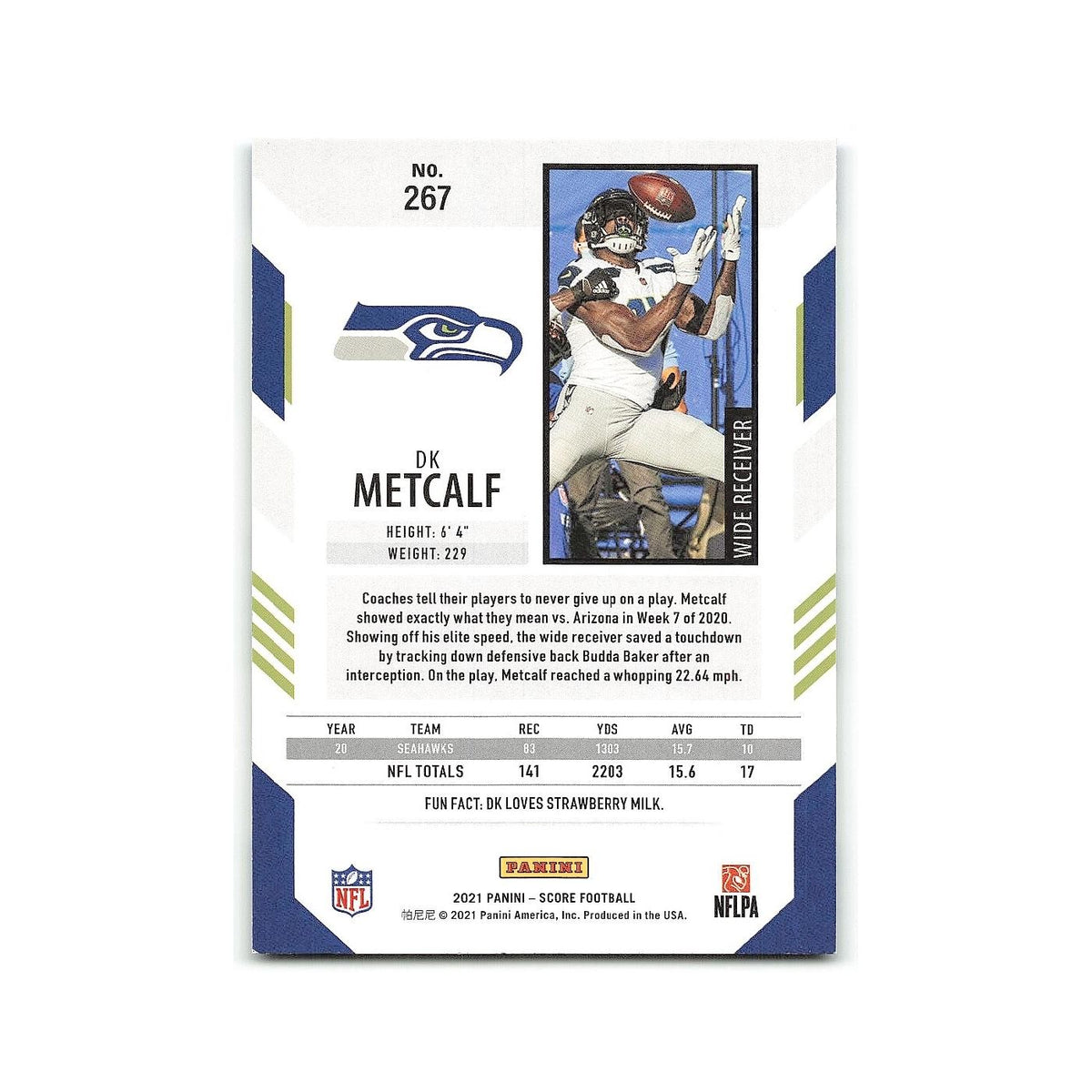 DK Metcalf 2021 Score #267 Seattle Seahawks Football Card NM