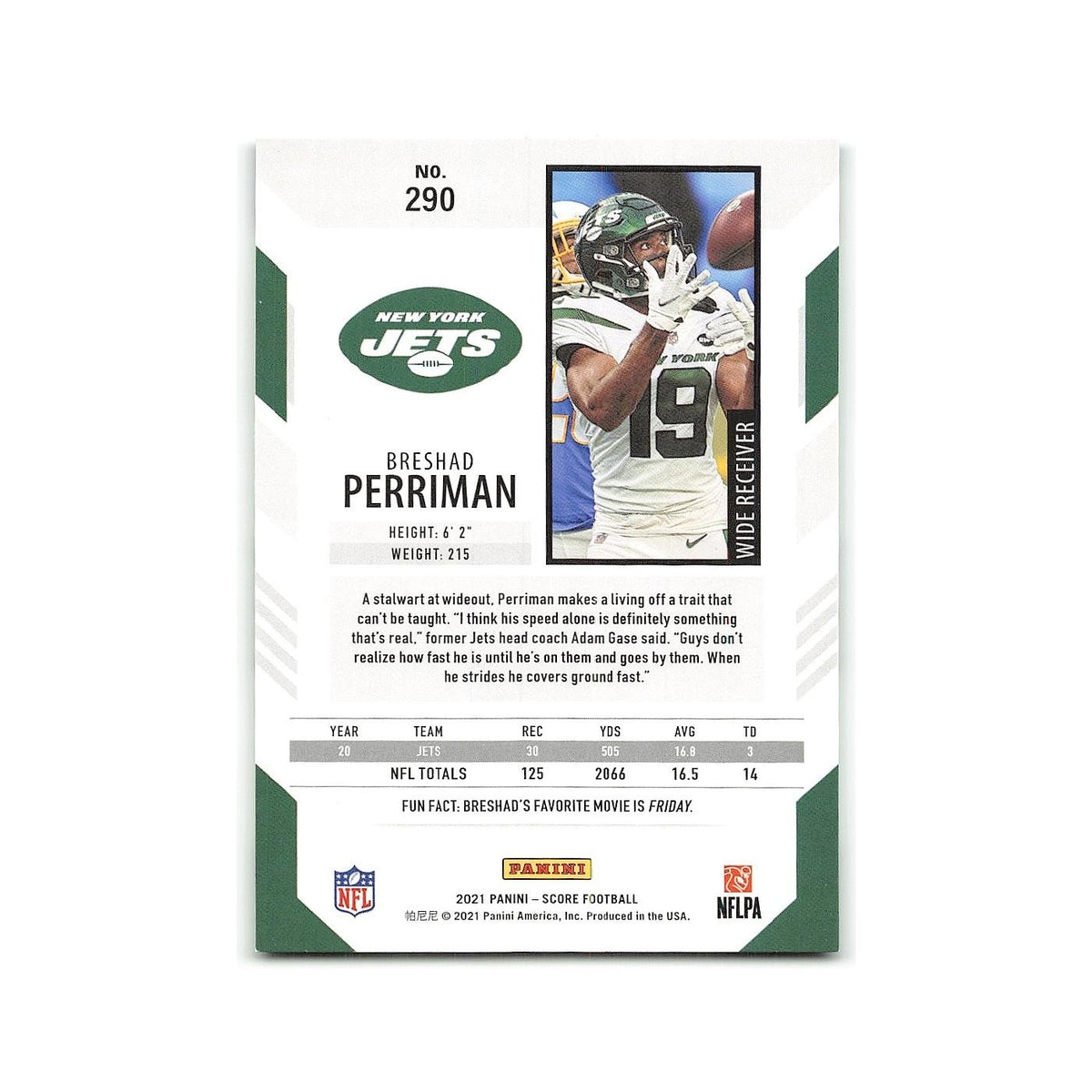 Breshad Perriman 2021 Score #290 New York Jets Football Card NM