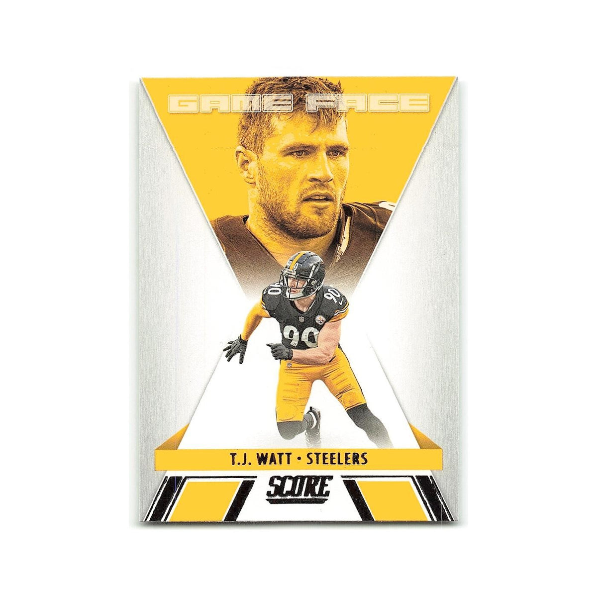 T.J. Watt 2021 Score Game Face Gold #GF5 Pittsburgh Steelers Football Card NM