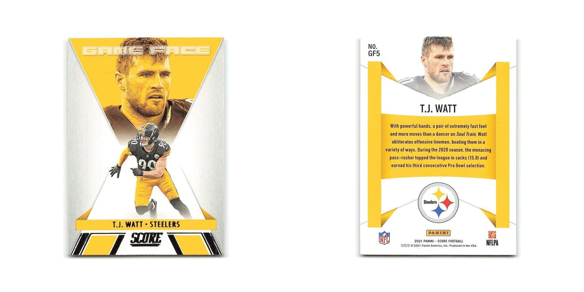 T.J. Watt 2021 Score Game Face Gold #GF5 Pittsburgh Steelers Football Card NM