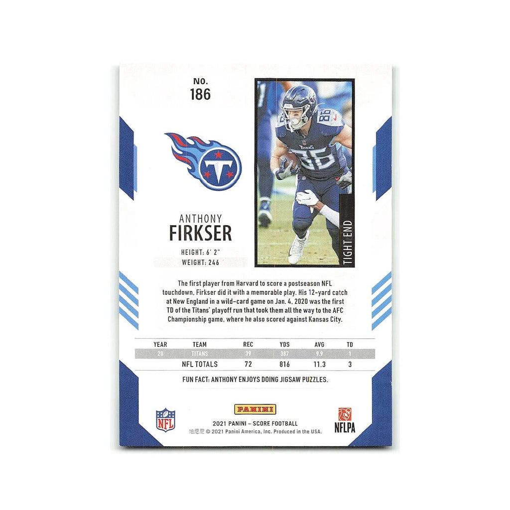 Anthony Firkser 2021 Score #186 Tennessee Titans Football Card NM