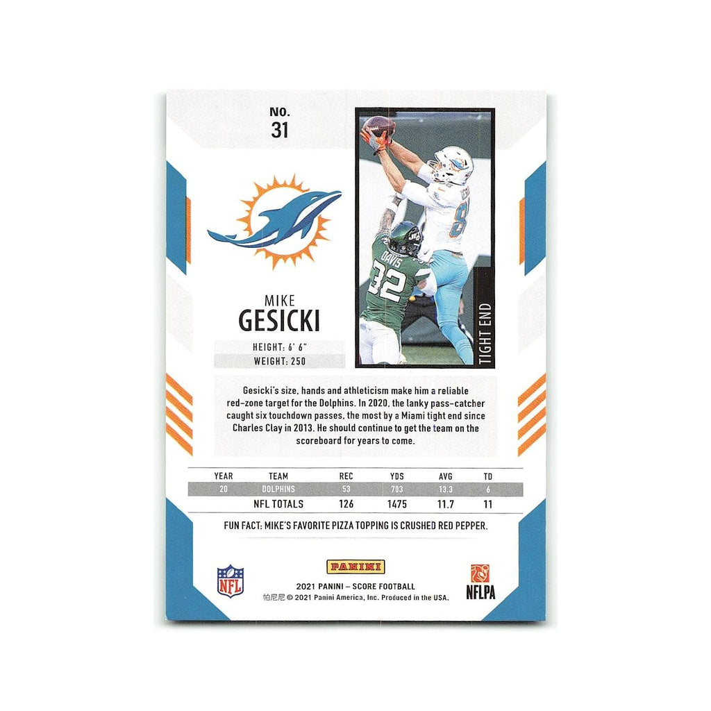 Mike Gesicki 2021 Score #31 Miami Dolphins Football Card NM