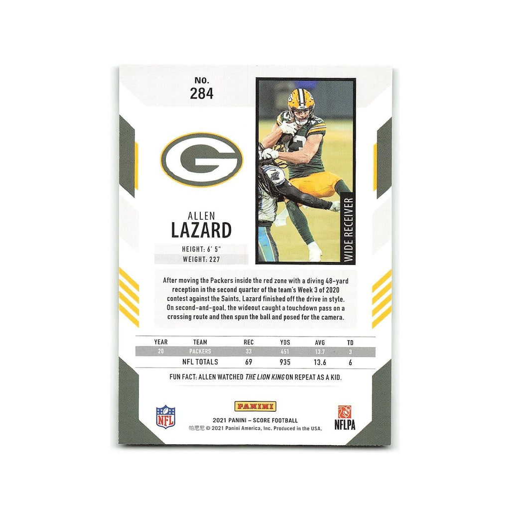 Allen Lazard 2021 Score #284 Green Bay Packers Football Card NM