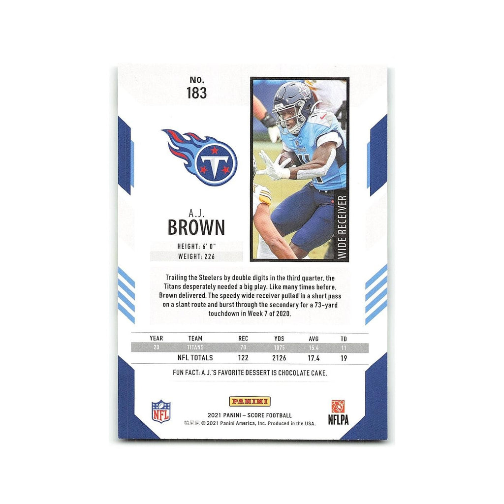 A.J. Brown 2021 Score #183 Tennessee Titans Football Card NM