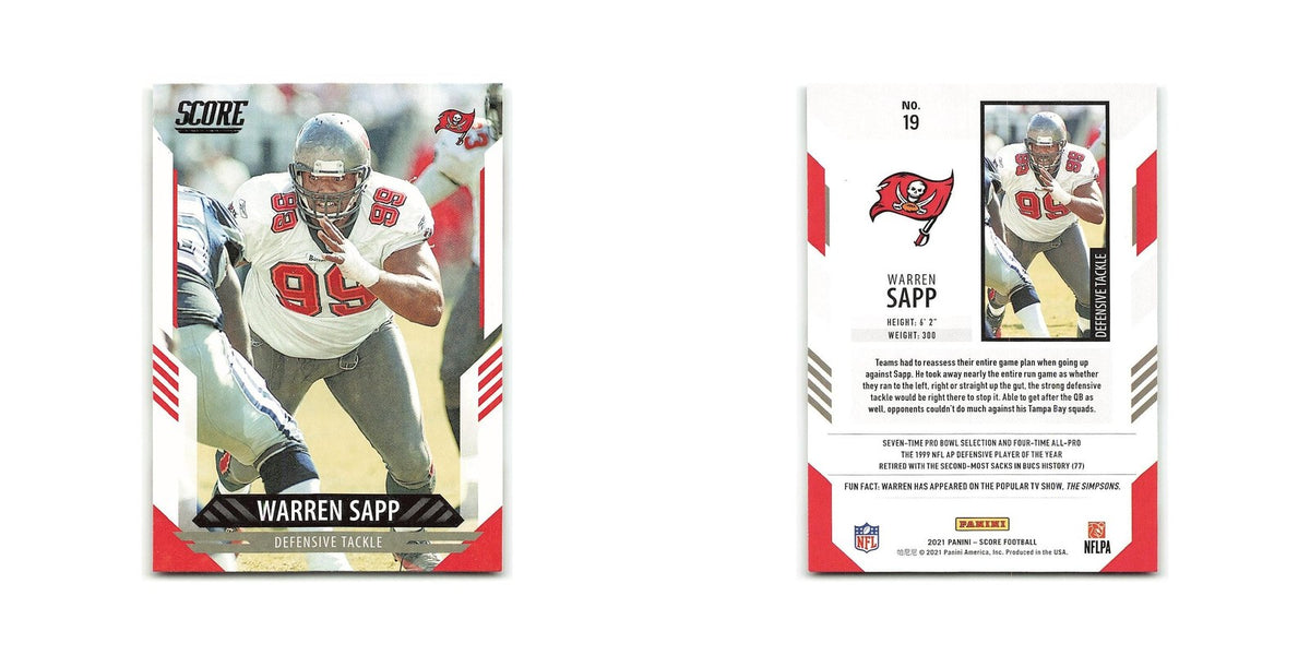 Warren Sapp 2021 Score #19 Tampa Bay Buccaneers Football Card NM