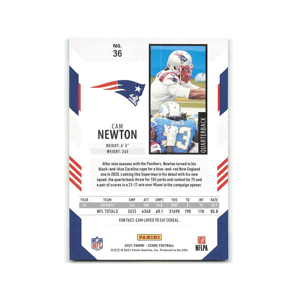 Cam Newton 2021 Score #36 New England Patriots Football Card NM