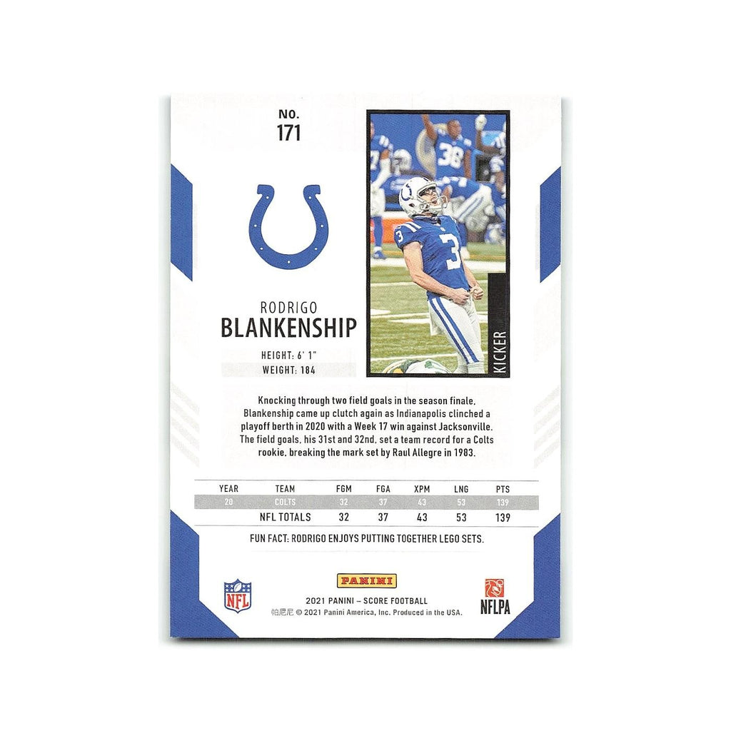 Rodrigo Blankenship 2021 Score #171 Indianapolis Colts Football Card NM