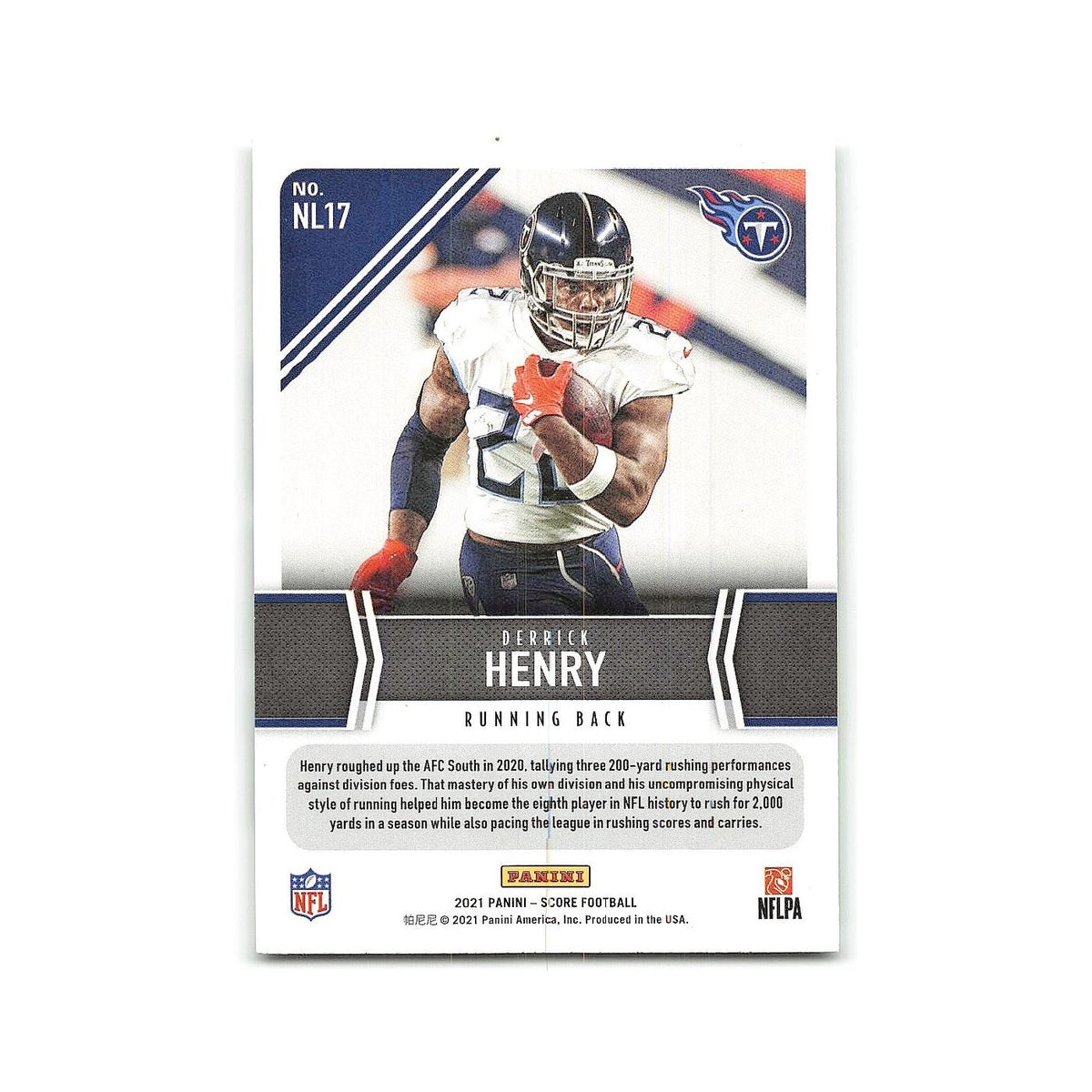 Derrick Henry 2021 Score Next Level Stats #NL17 Tennessee Titans NM