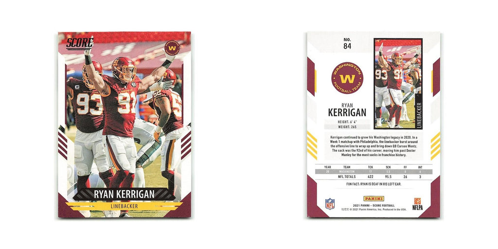 Ryan Kerrigan 2021 Score #84 Washington Football Team Football Card NM