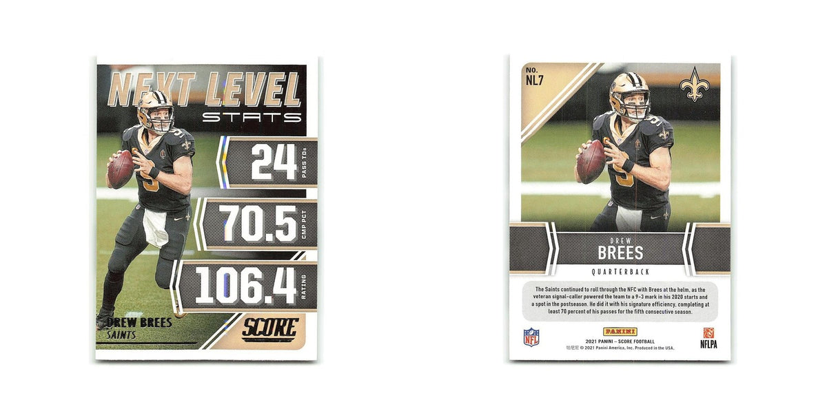 Drew Brees 2021 Score Next Level Stats #NL7 New Orleans Saints Football Card NM