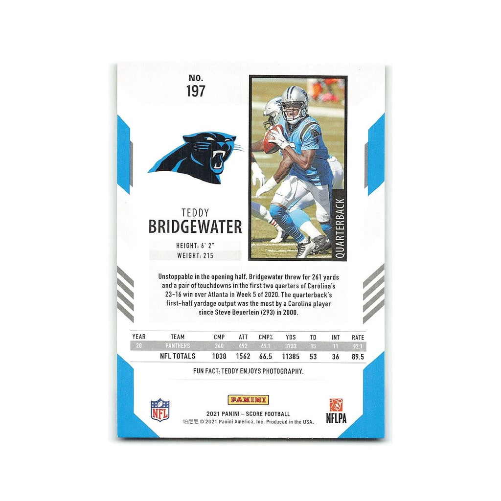 Teddy Bridgewater 2021 Score #197 Carolina Panthers Football Card NM