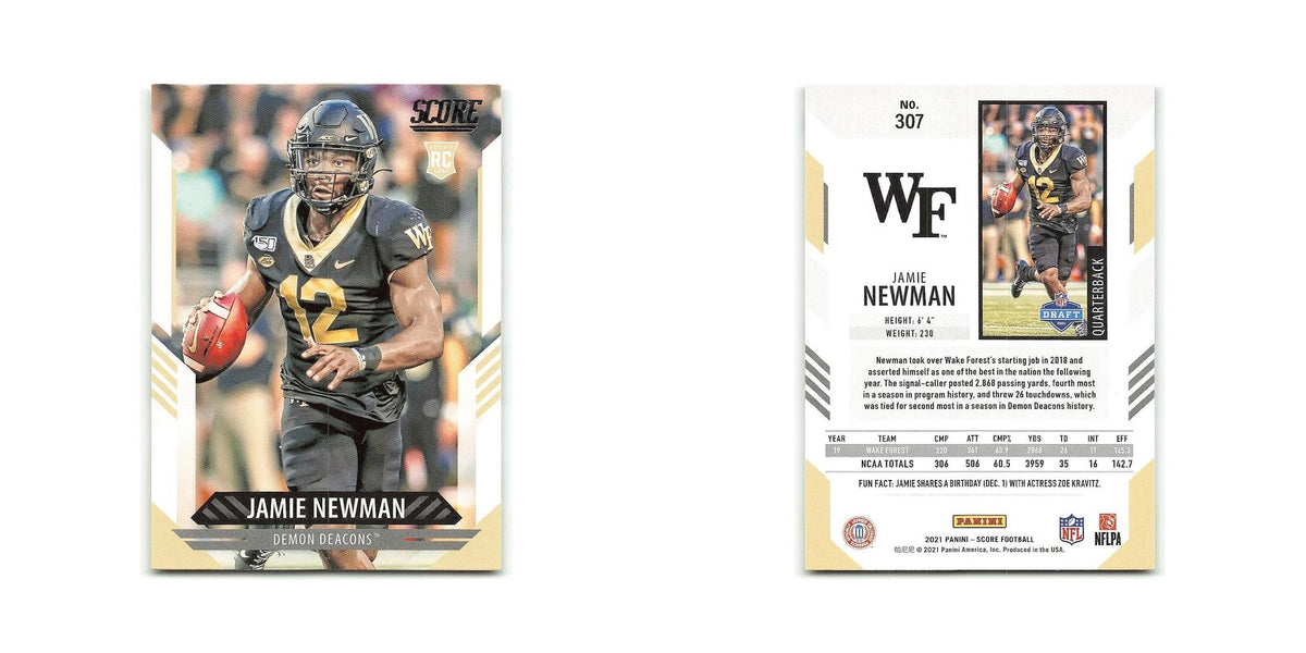 Jamie Newman Rookie 2021 Score #307 Wake Forest Demon Deacons Football Card NM