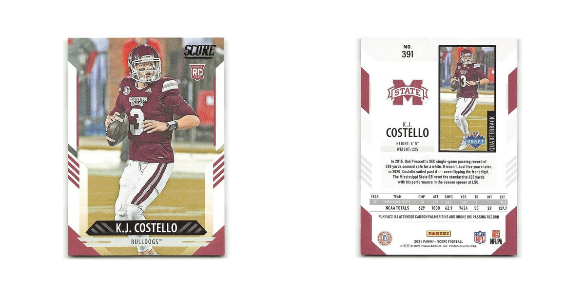 K.J. Costello Rookie 2021 Score #391 Mississippi State Bulldogs Football Card NM