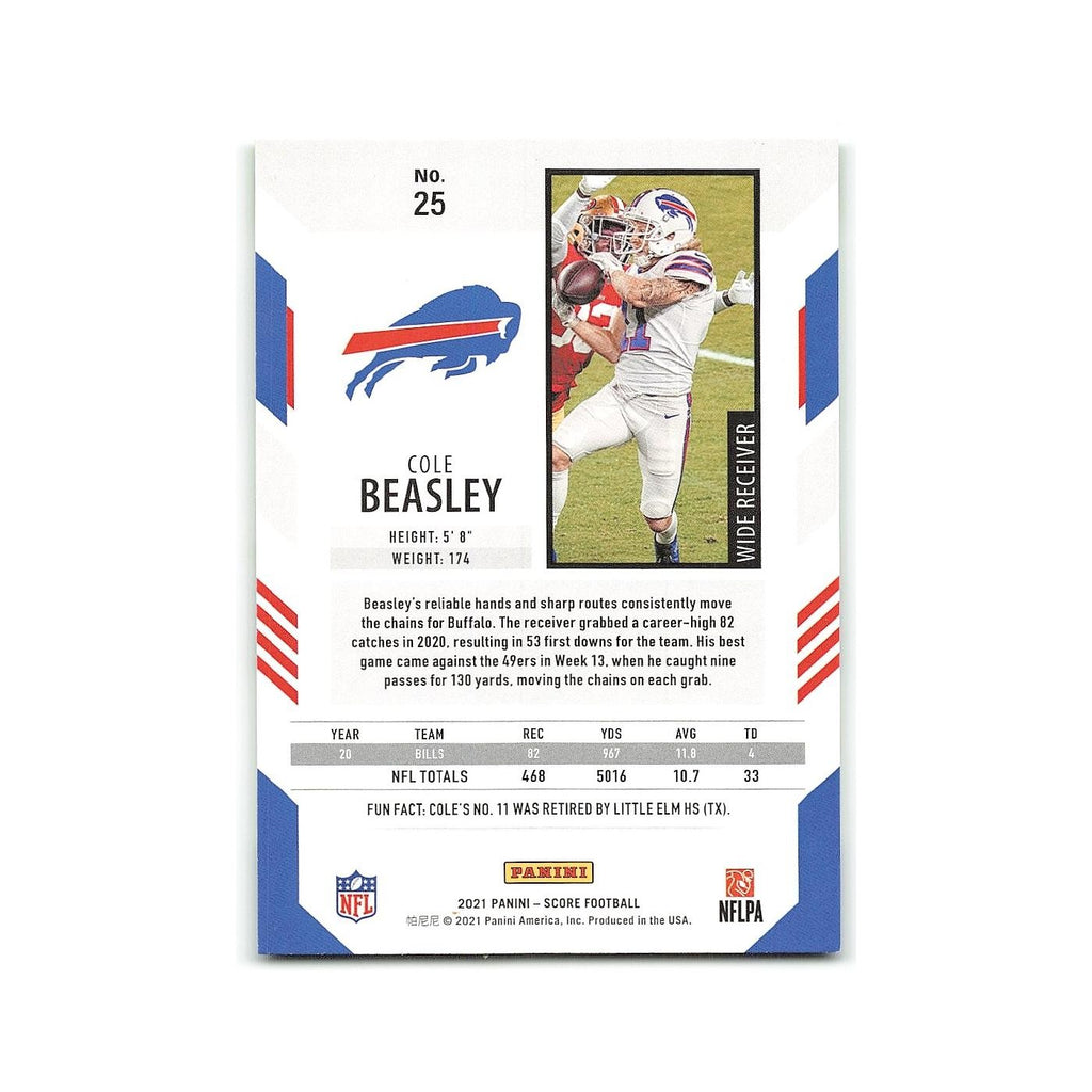 Cole Beasley 2021 Score #25 Buffalo Bills Football Card NM