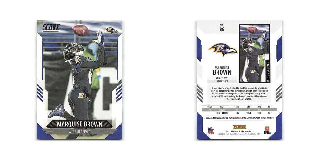 Marquise Brown 2021 Score #89 Baltimore Ravens Football Card NM