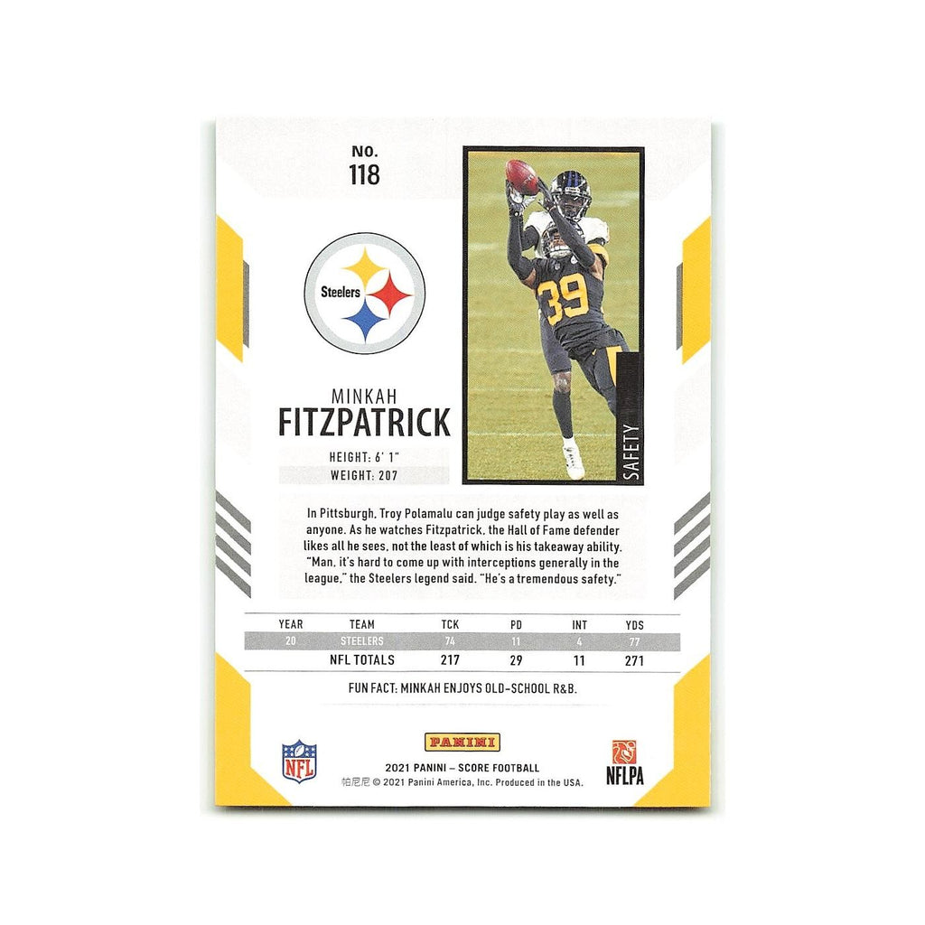 Minkah Fitzpatrick 2021 Score #118 Pittsburgh Steelers Football Card NM