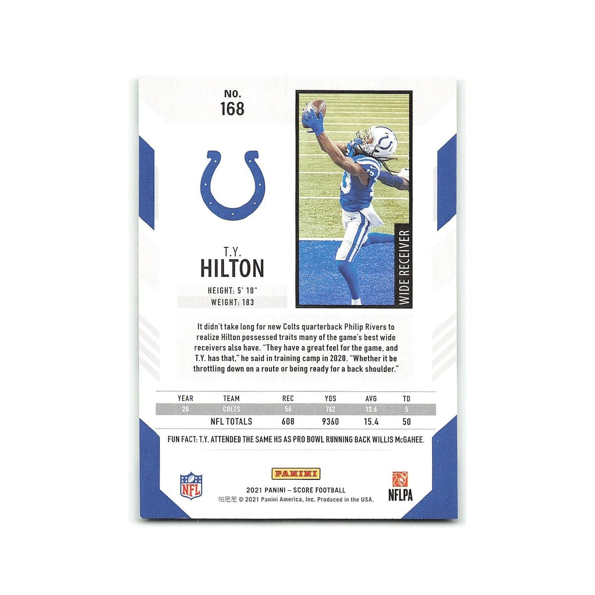 T.Y. Hilton 2021 Score #168 Indianapolis Colts Football Card NM