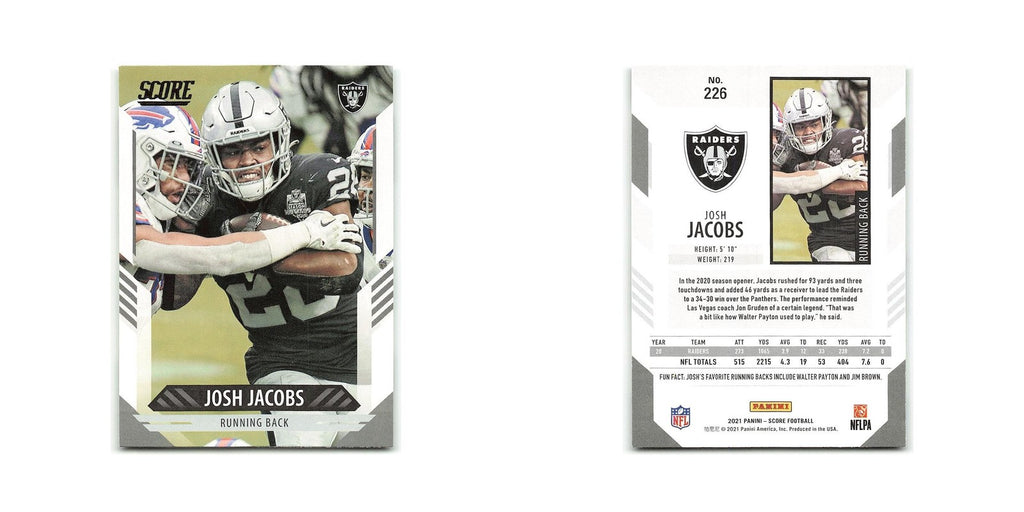 Josh Jacobs 2021 Score #226 Las Vegas Raiders Football Card NM