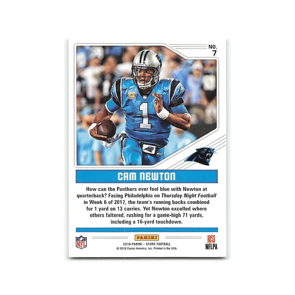 Cam Newton 2018 Score Color Rush #7 Carolina Panthers Football Card NM