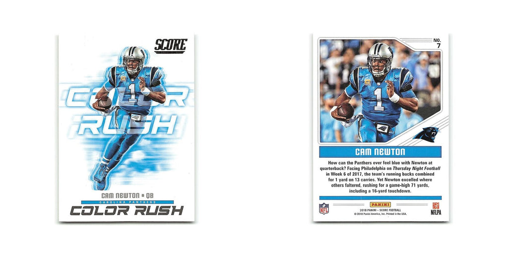 Cam Newton 2018 Score Color Rush #7 Carolina Panthers Football Card NM
