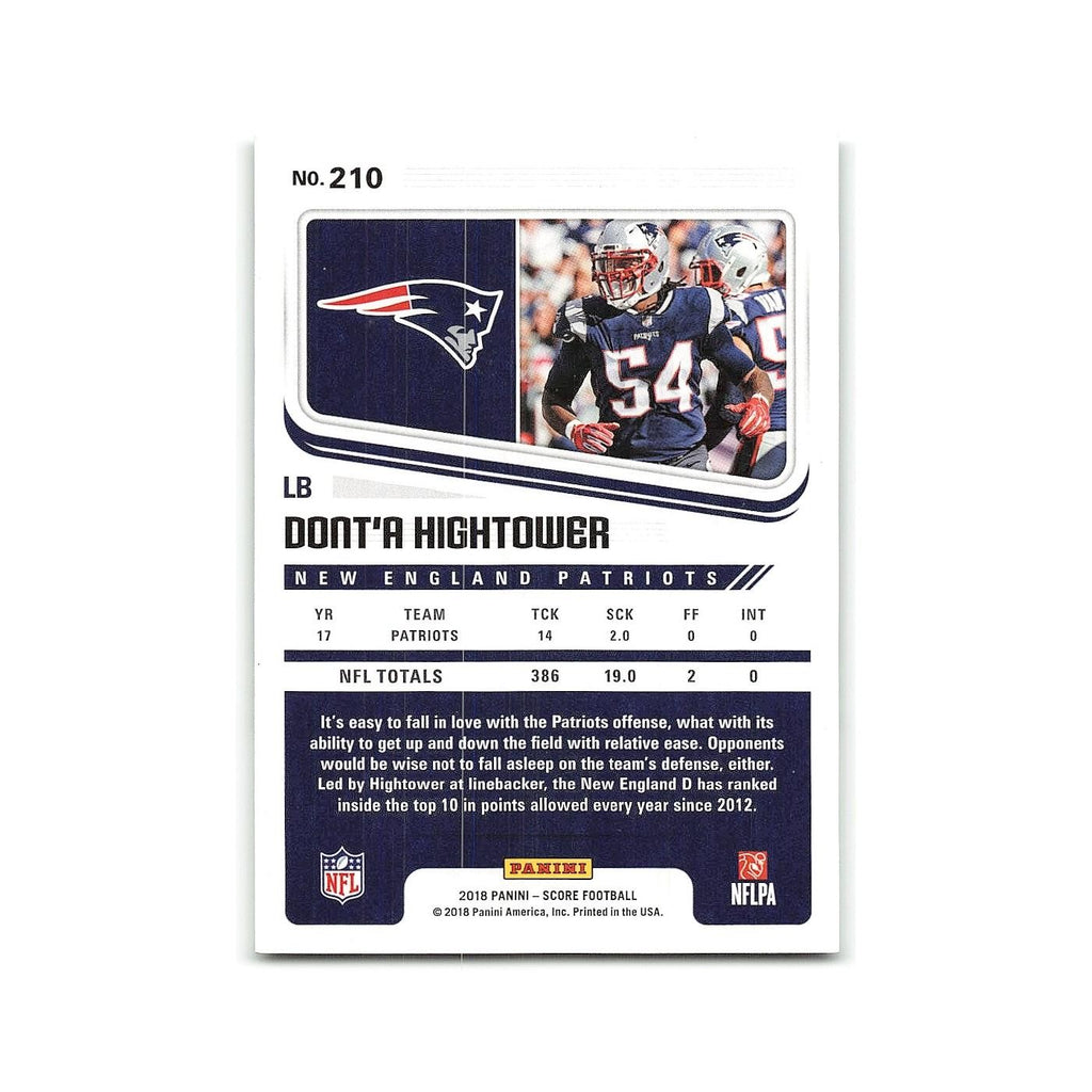 Dont'a Hightower 2018 Score Scorecard #210 New England Patriots Football Card NM