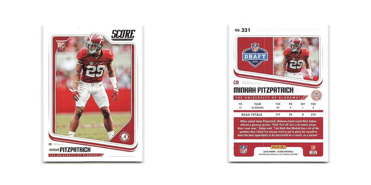 Minkah Fitzpatrick Rookie 2018 Score Scorecard #331 Alabama Crimson Tide NM