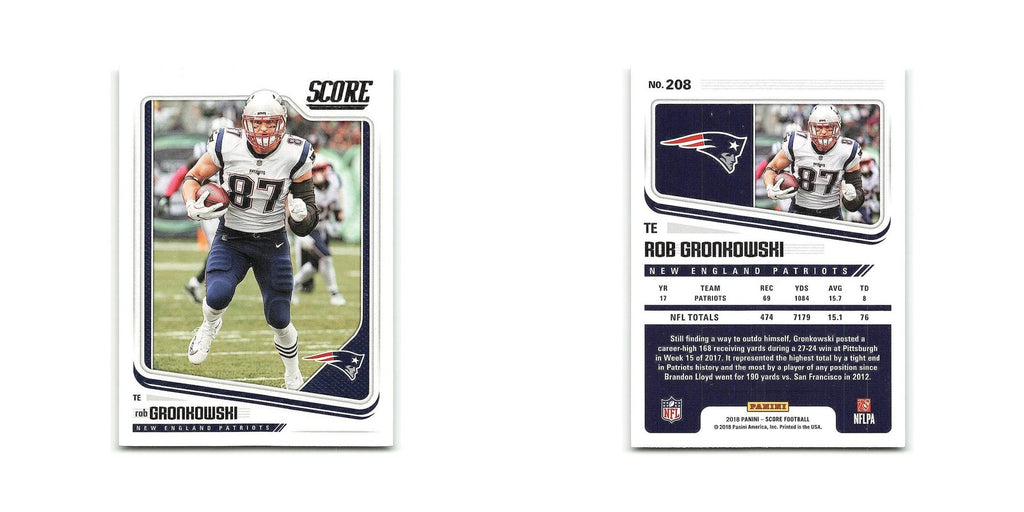 Rob Gronkowski 2018 Score #208 New England Patriots Football Card NM