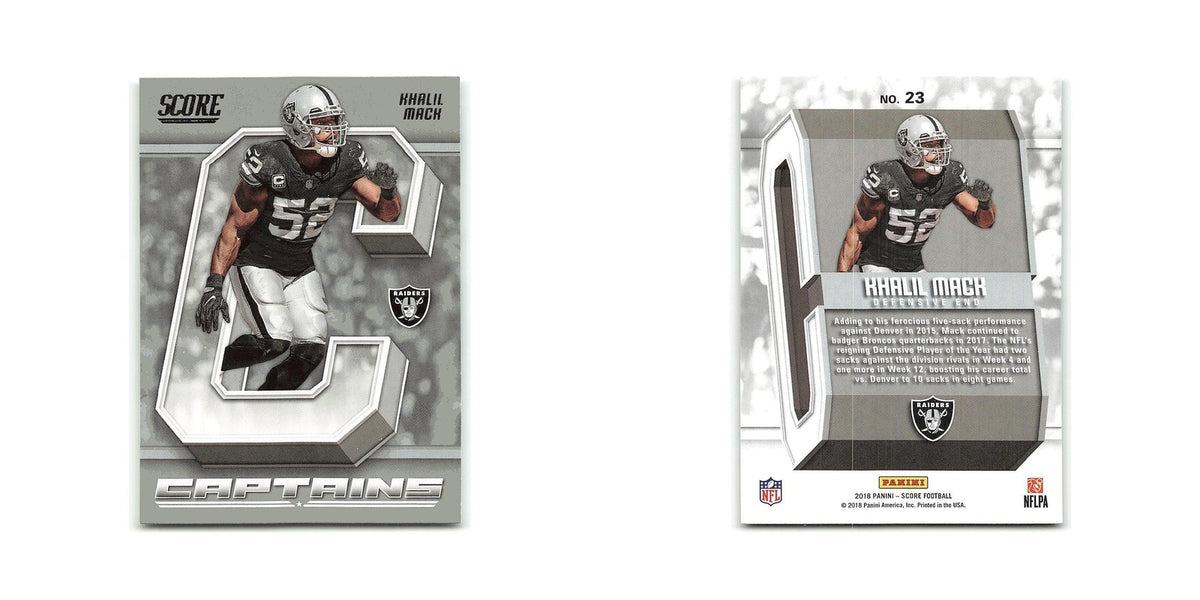Khalil Mack 2018 Score Captains #23 Oakland Raiders Football Card NM