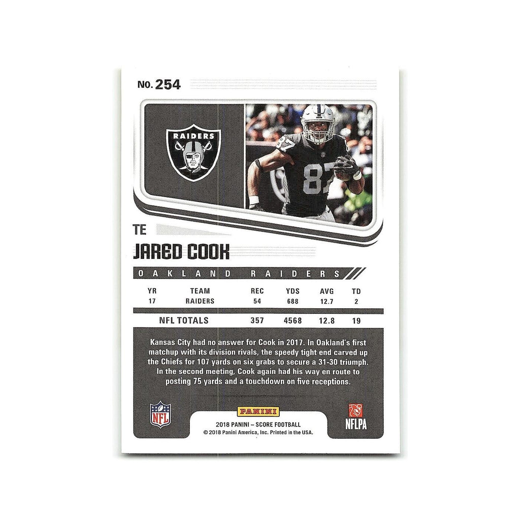Jared Cook 2018 Score Gold #254 Oakland Raiders Football Card NM