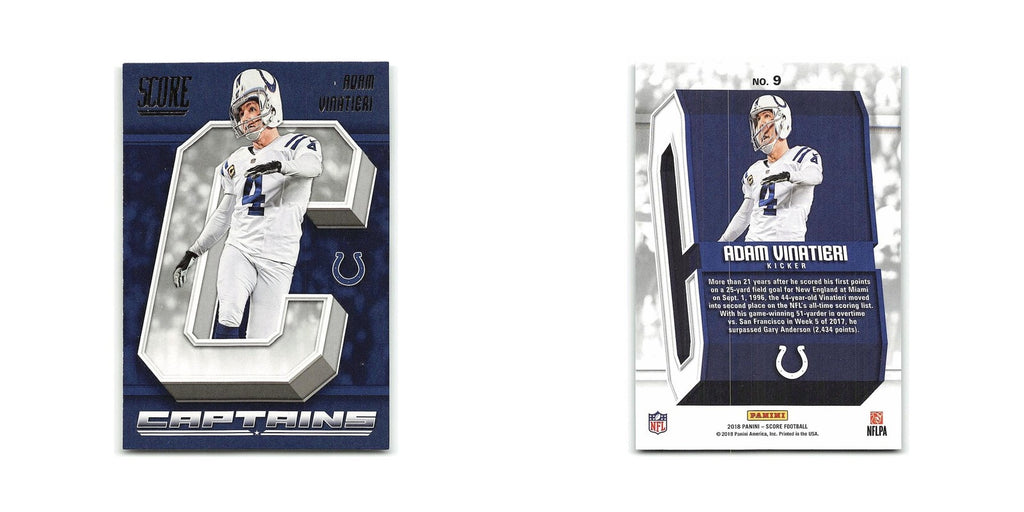Adam Vinatieri 2018 Score Captains #9 Indianapolis Colts Football Card NM