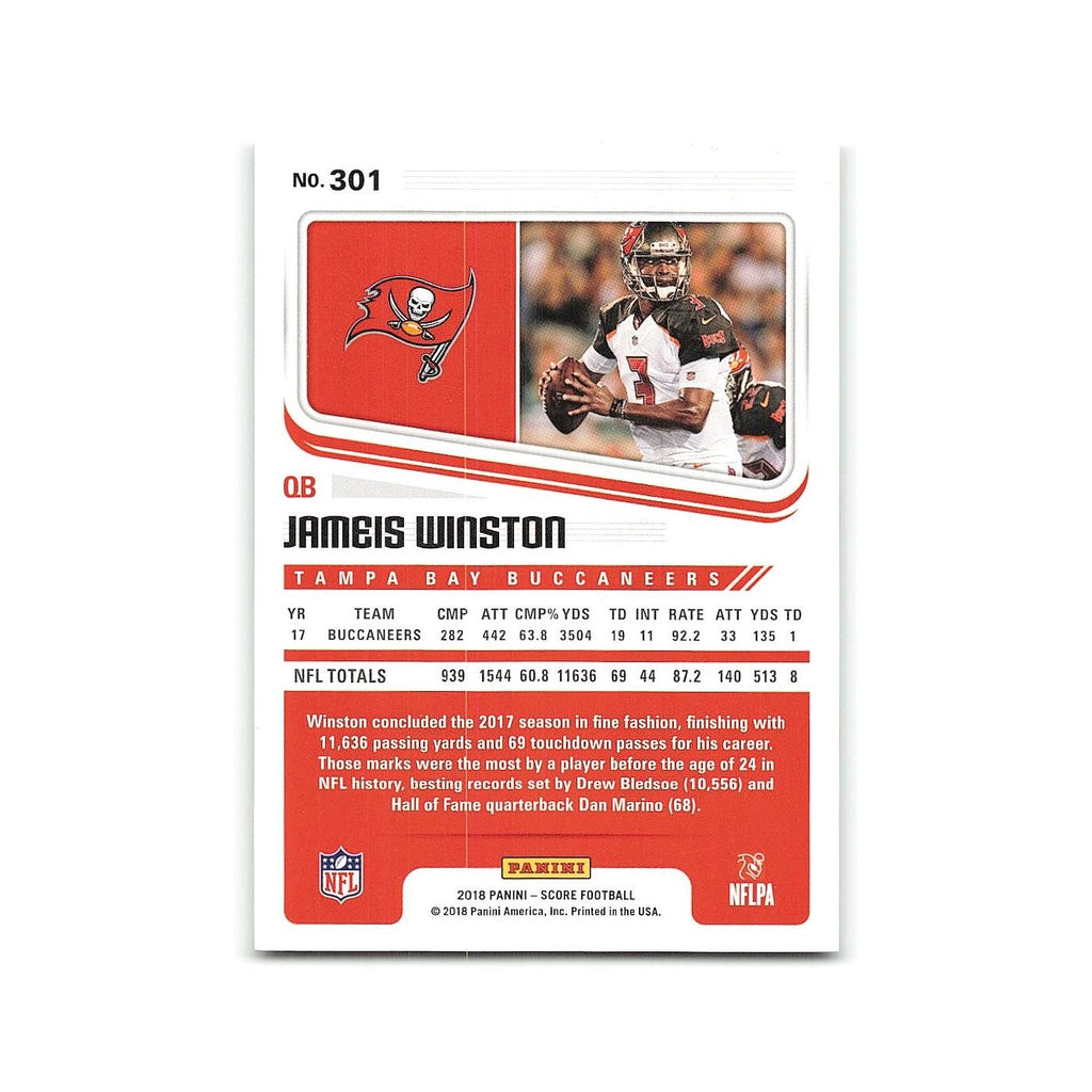 Jameis Winston 2018 Score #301 Tampa Bay Buccaneers Football Card NM