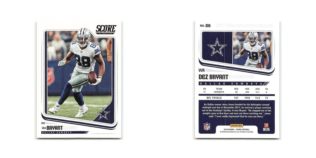 Dez Bryant 2018 Score #86 Dallas Cowboys Football Card NM
