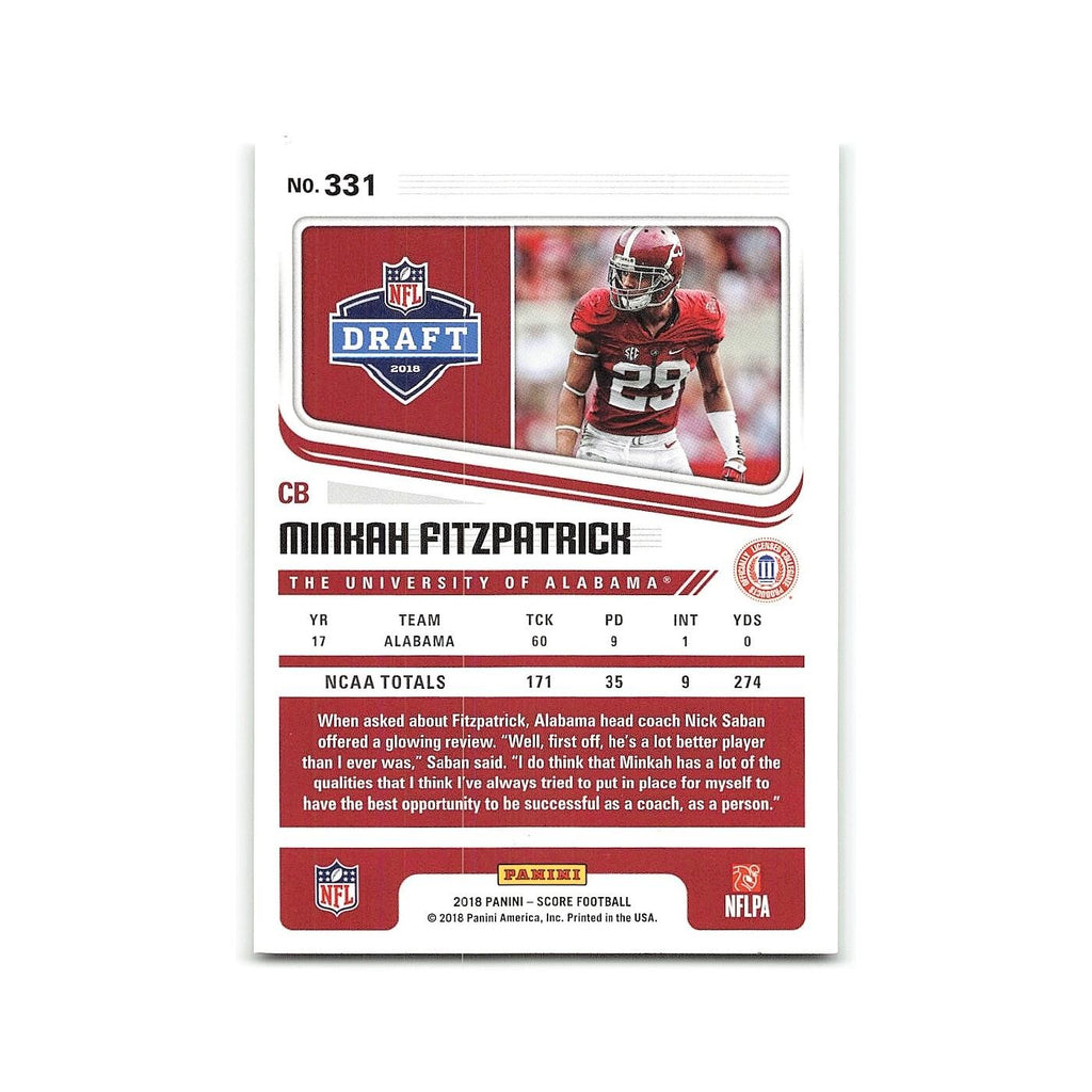 Minkah Fitzpatrick Rookie 2018 Score #331 Alabama Crimson Tide Football Card NM