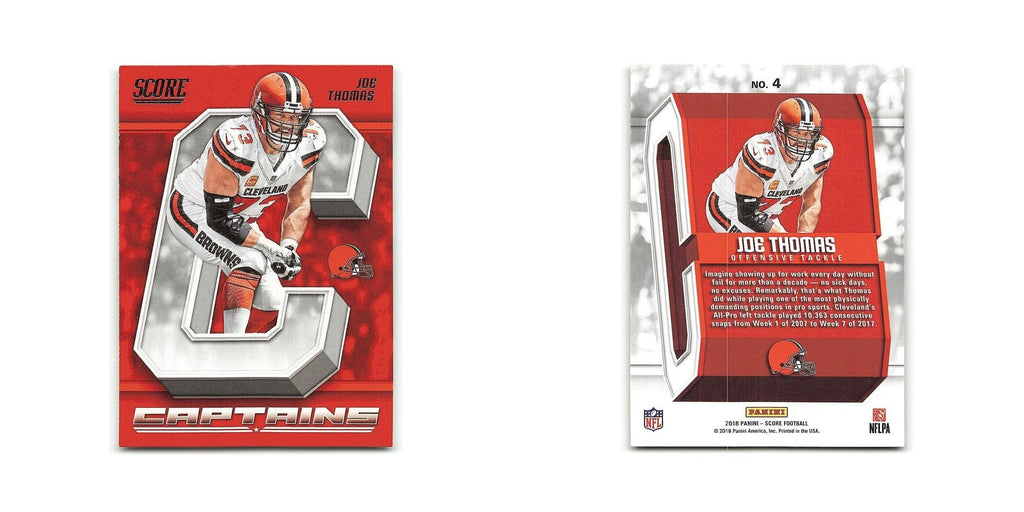 Joe Thomas 2018 Score Captains #4 Cleveland Browns Football Card NM