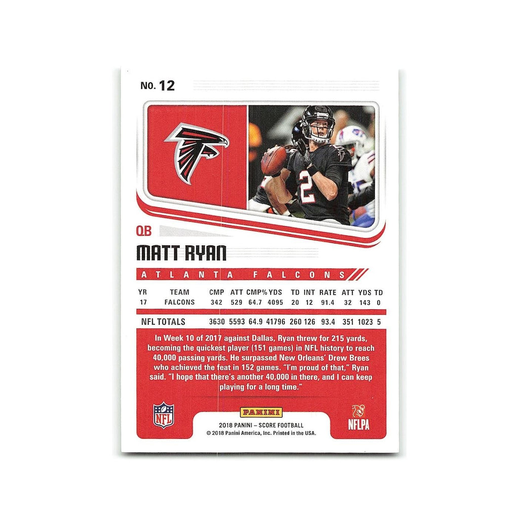Matt Ryan 2018 Score #12 Atlanta Falcons Football Card NM