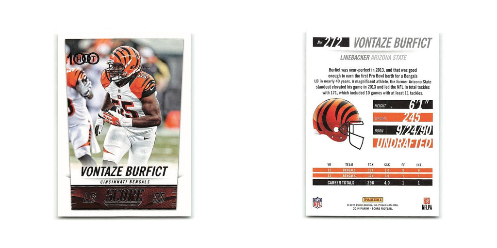 Vontaze Burfict 2014 Score #272 Cincinnati Bengals Football Card NM