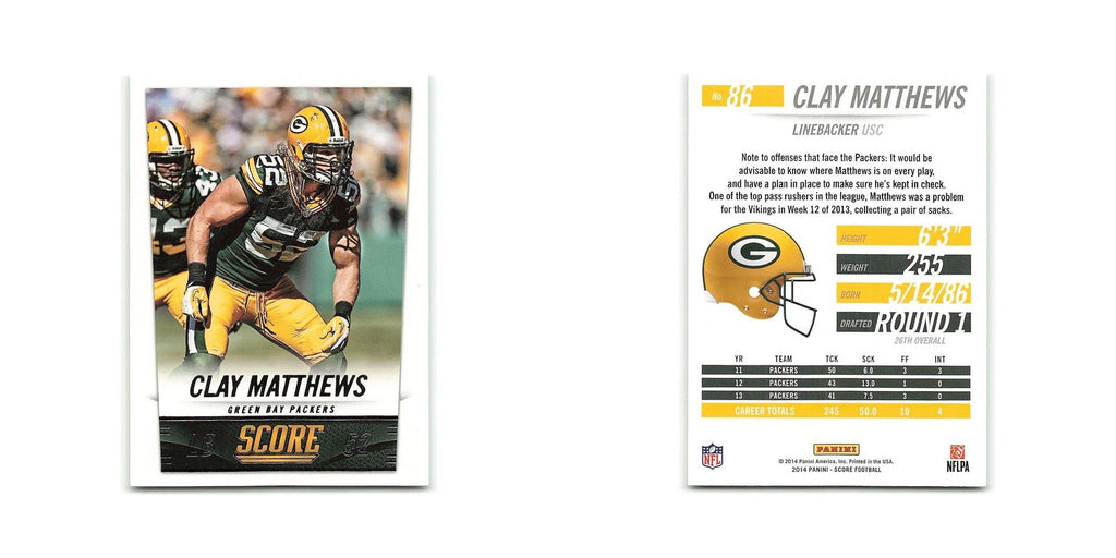 Clay Matthews 2014 Score #86 Green Bay Packers Football Card NM