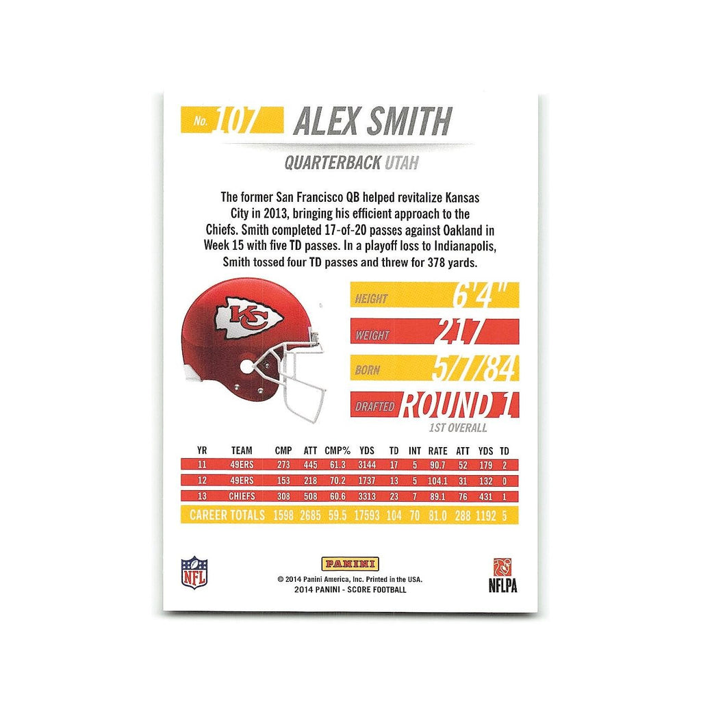 Alex Smith 2014 Score #107 Kansas City Chiefs Football Card NM