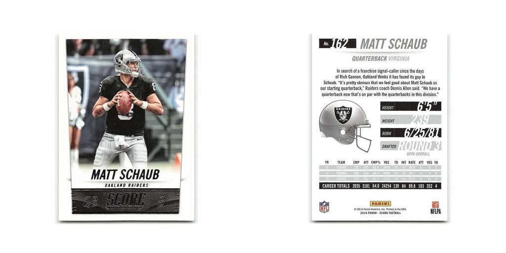 Matt Schaub 2014 Score #162 Oakland Raiders Football Card NM