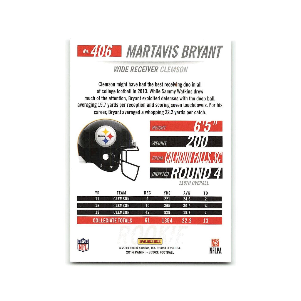 Martavis Bryant Rookie 2014 Score #406 Pittsburgh Steelers Football Card NM